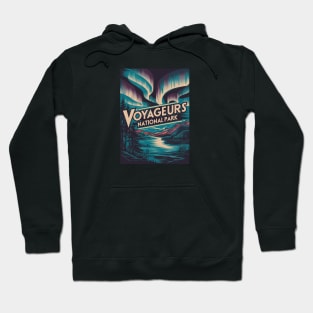 Travel Poster Voyageurs Retro Aurora Hoodie